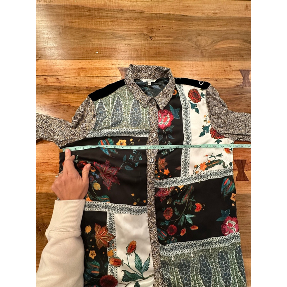 Women's JOHN MARK Patchwork Floral Button Down Sh… - image 9